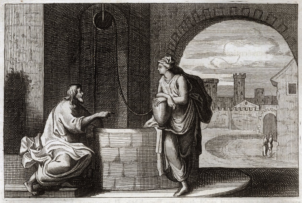 Royaumont İncil, Yeni Ahit: Kuyuda Mesih ve Samiriyeli. İsa Mesih, Samiriyeli bir kadını dönüştürür. 1811