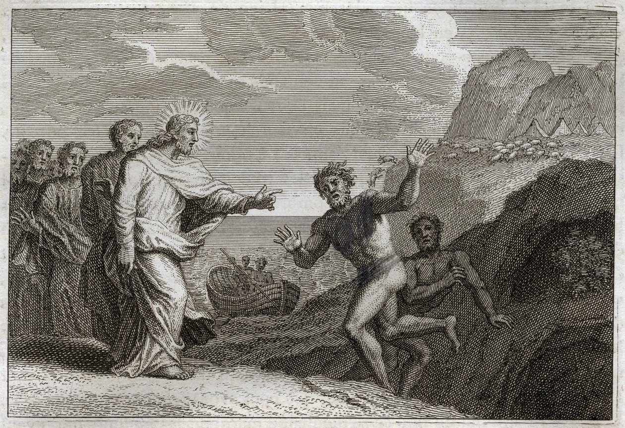 Royaumont İncil, Yeni Ahit: Posssede gueri. İsa Mesih, iblisin öfkelendirdiği bir grubu iyileştirdi. 1811