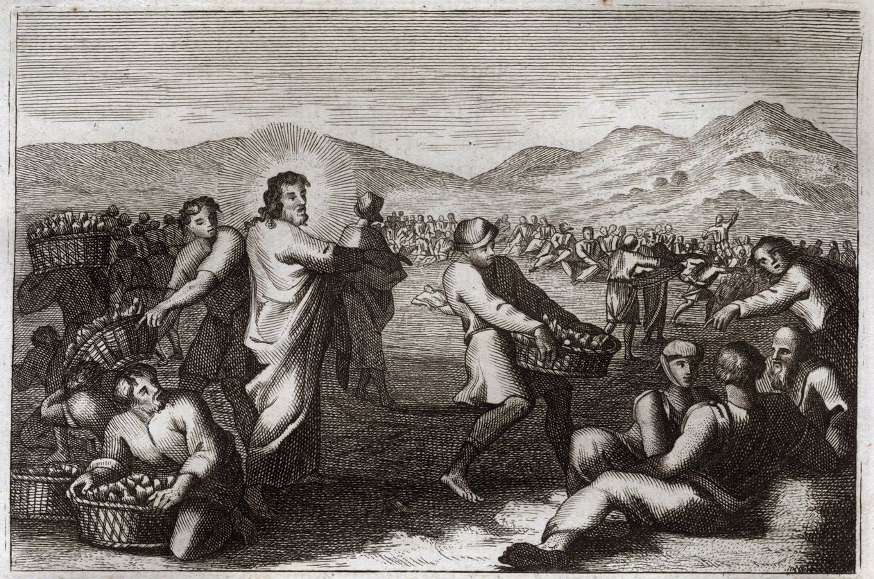 Royaumont İncil, Yeni Ahit: Somunların Yayılması. İsa Mesih beş ekmeği çoğaltır ve beş bin adamı besler. 1811