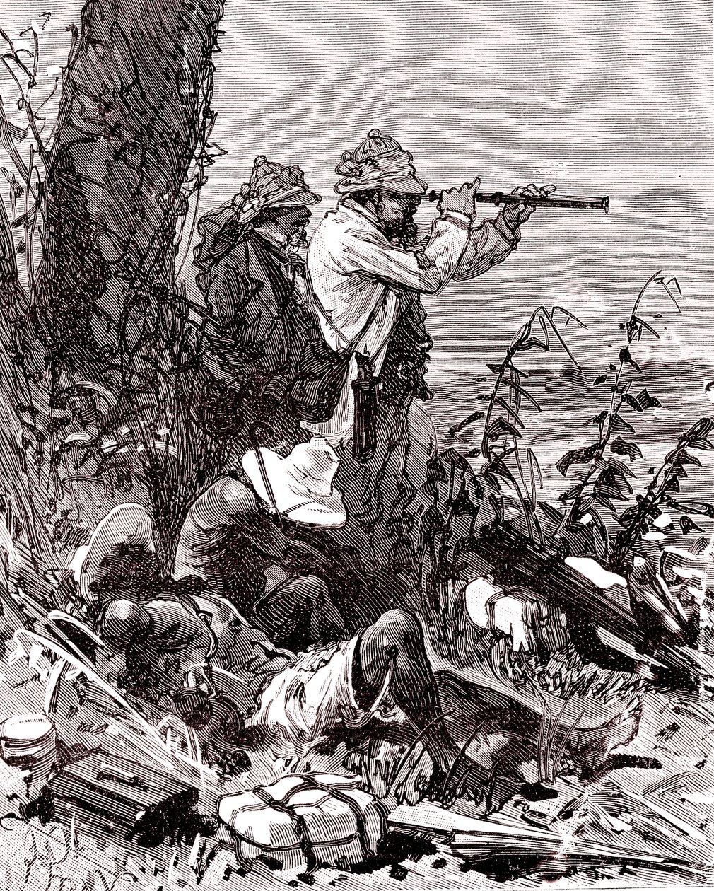 Kauçuk mühendisleri Guyana'da kauçuk alanlarını keşfediyor by Unknown artist
