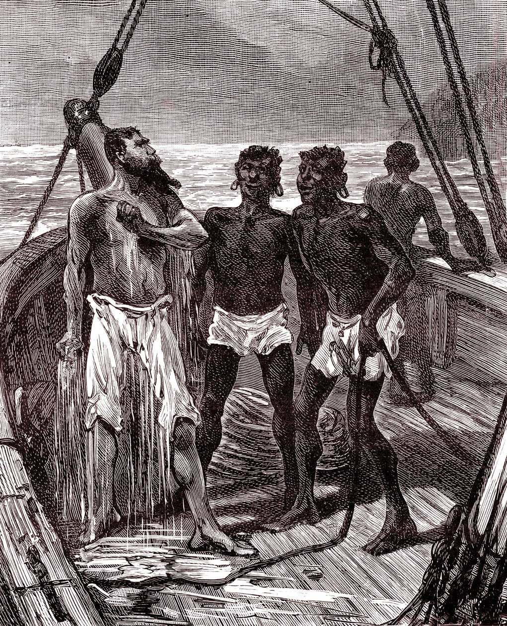 Guyana, Maroni nehri üzerinde kauçuk taşımacılığı by Unknown artist