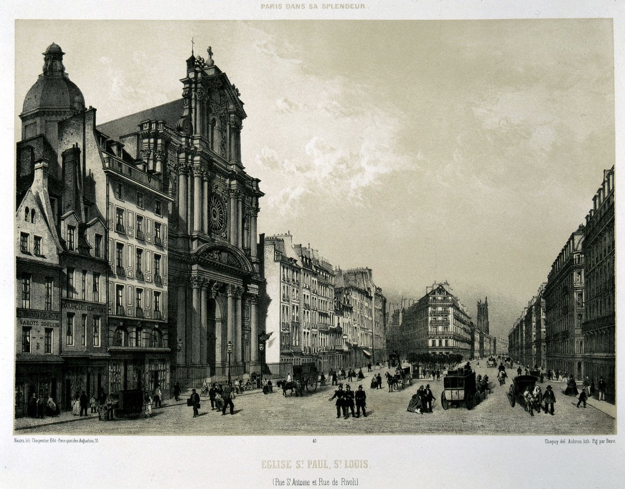 Rue Saint-Antoine ve de Rivoli, Saint-Paul ve Saint-Louis kiliseleri by Unknown artist