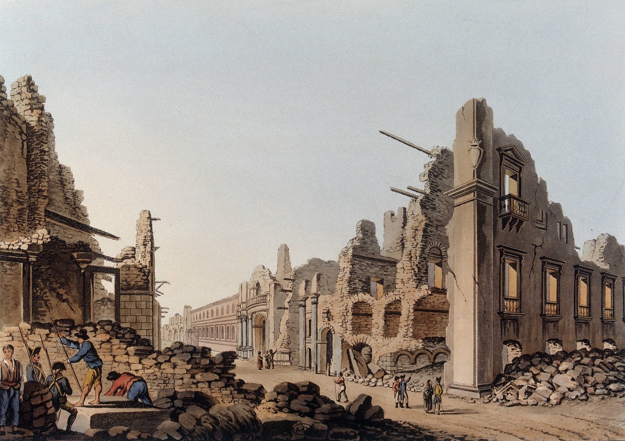 1783 yılında Messina (Messina) depreminde meydana gelen harabeler. by Unknown artist