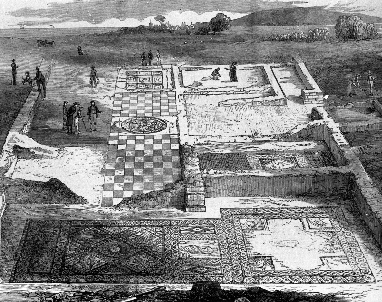 Wight adasında Brading yakınlarındaki bir Roma villasının kalıntıları. by Unknown artist