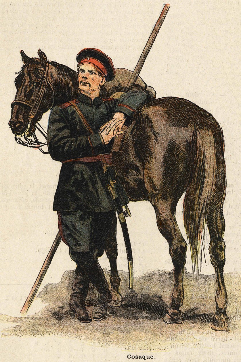 Rus Kazak kostümü. 19. yüzyıl gravürü. Bianchetti koleksiyonu. by Unknown artist