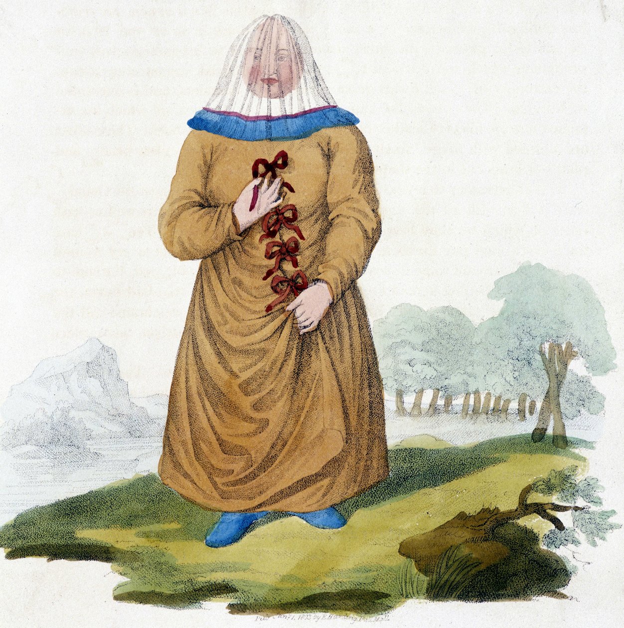Geleneksel kostümlü bir Ostiak kabilesinin Rus kadını (Khanty veya Khante: Orta Ob vadisinin ormanlık alanında kurulan Paleosibiryalı avcılar). by Unknown artist