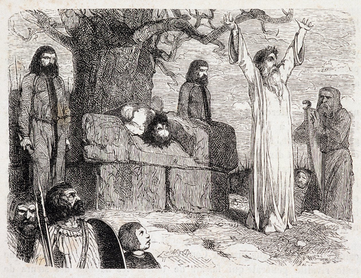 Druidlerden İnsan Kurbanı - Pitre-Chevalier (Pitre Chevalier) tarafından yazılan “Antik ve Modern Brittany”de, W. Coquebert tarafından düzenlendi by Unknown artist