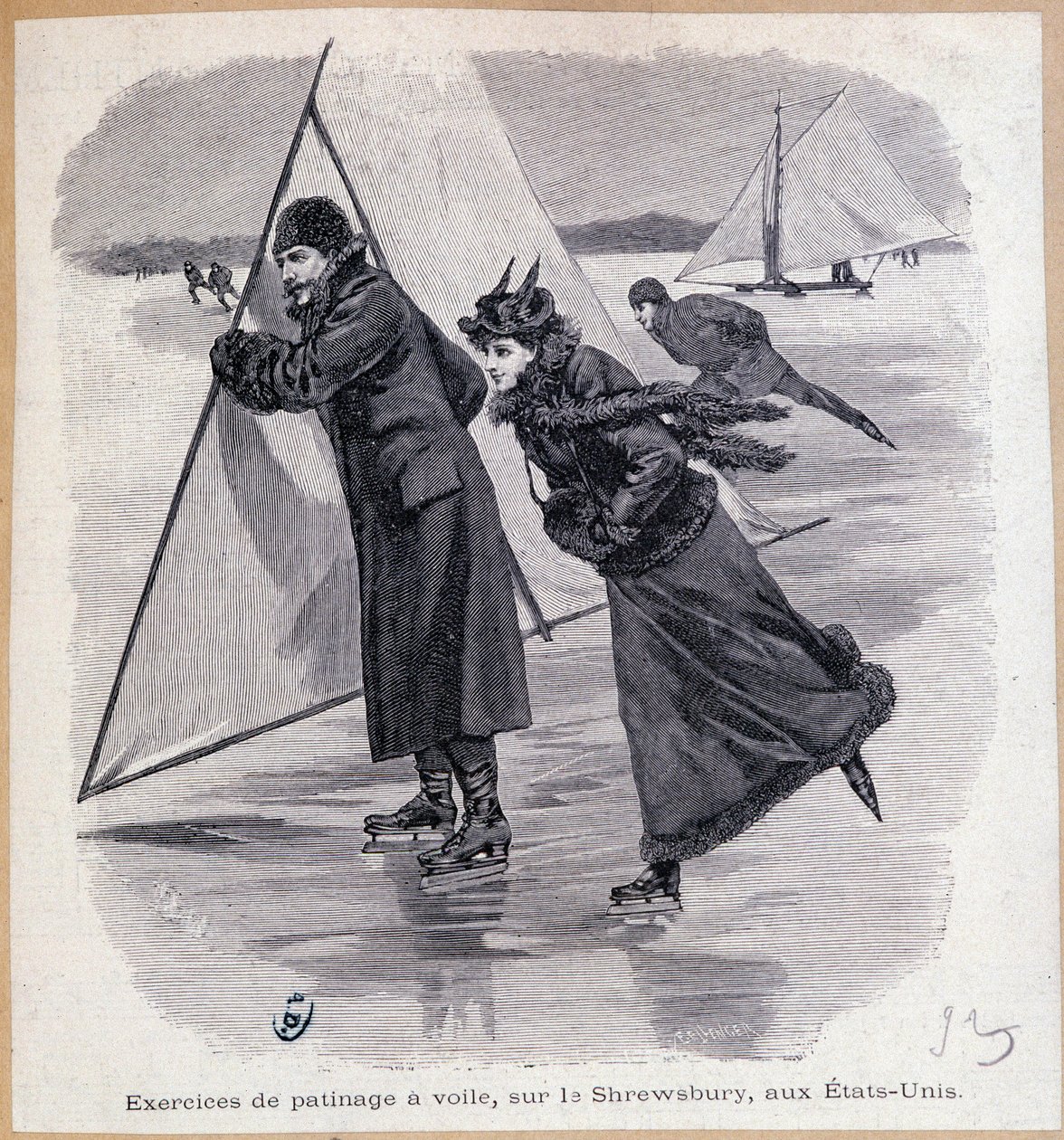 Yelken egzersizi, Shrewsbury, ABD, 1890 dolaylarında - gravür, 19. yüzyılın sonlarında by Unknown artist