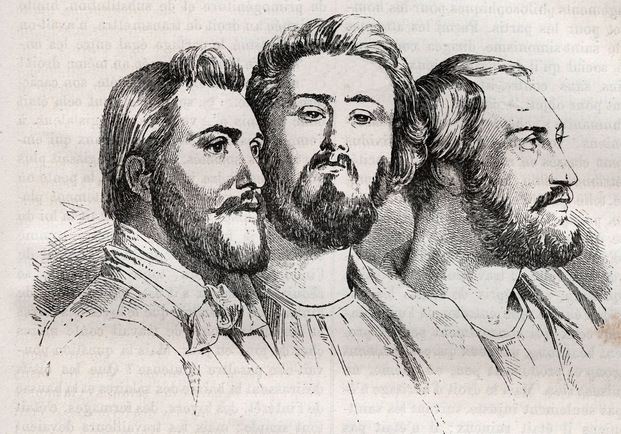 Saint-Simonianism - Saint-Simonianism - Saint Simonians - Charles Duveyrier (1803-1866) - Emile Barrault (1799-1869) - Michel Chevalier (1806-1879 - 1882 gravürü “Histoire de dix ans: 1830-1840” Louis -Beyaz (1811-1882) by Unknown artist
