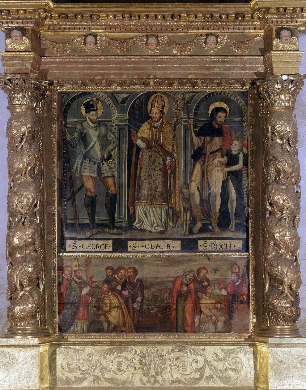 Saint Clair veya Saint Roch Altar: St Roch ve Veba Düğmesi ve Henry III tarzında Saint George - Rognes Varsayımının Meryem Ana Kilisesi by Unknown artist