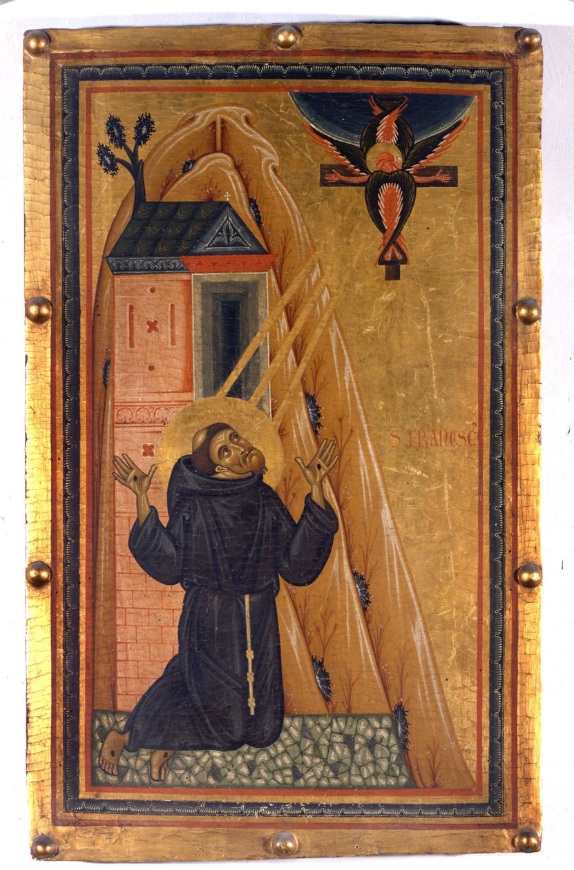 Stigmalı Aziz Francis. 13. yüzyıldan ahşap üzerine boyama. Floransa. Uffizi Müzesi. by Unknown artist