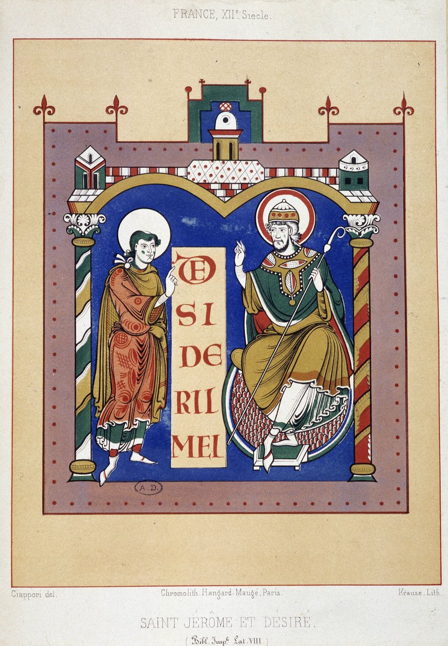Aziz Jerome ve Aziz Arzu - 12. yüzyıldan kalma bir Fransız belgesine dayanmaktadır by Unknown artist