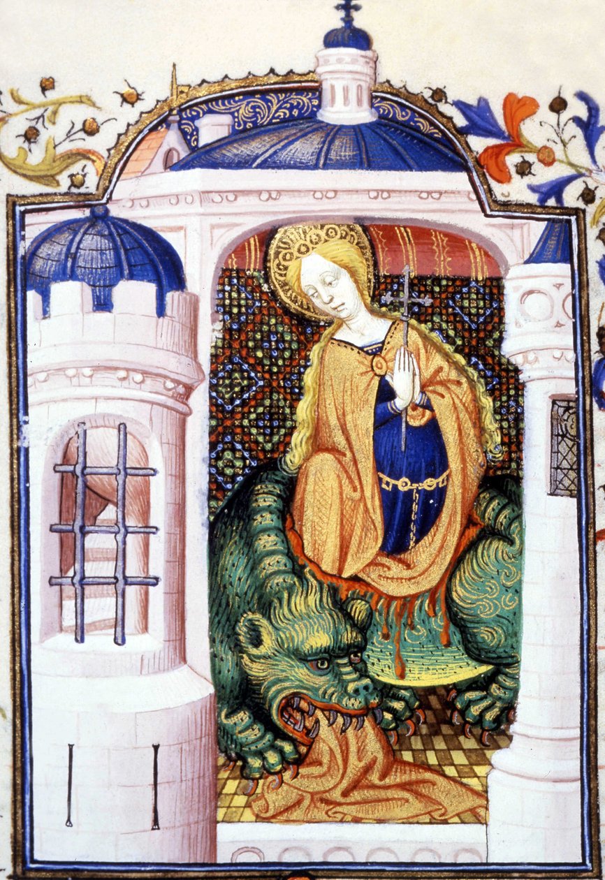 Aziz Martha ve Canavar Tarasque. 15. yüzyıl el yazması. by Unknown artist