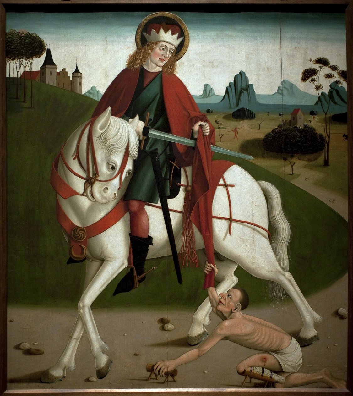 Aziz Martin ve dilenci. Bir dilenciye vermek için ceketini kesti. 1490 civarında anonim resim. Magyar Nemzeti Galleria, Budapeşte, Macaristan. by Unknown artist