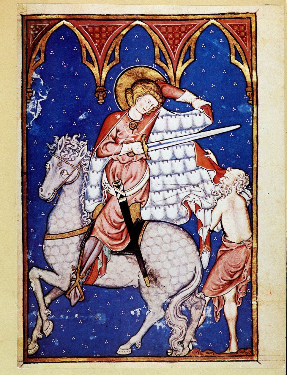 Saint Martin, paltosunu fakir bir adamla paylaşıyor - 13. yüzyılın ışığından sonra by Unknown artist