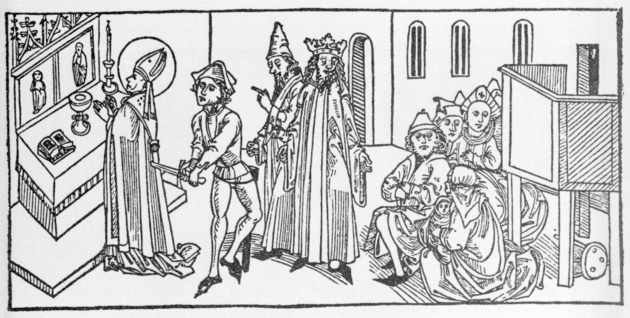 Aziz Matta. Voragine'li Jacobus (James) (1228-1298) tarafından yazılan “Azizlerin Yaşamları - yaz bölümü”nden (Azizin kitabı) gravür. Lübeck 1488. by Unknown artist
