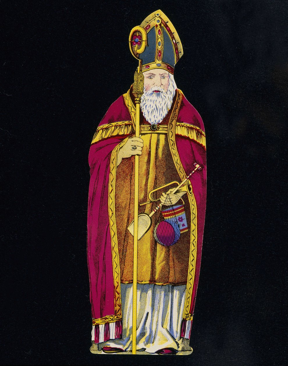 Elinde oyuncaklar olan Aziz Nikolaos. 19. yüzyıl kartonu. by Unknown artist
