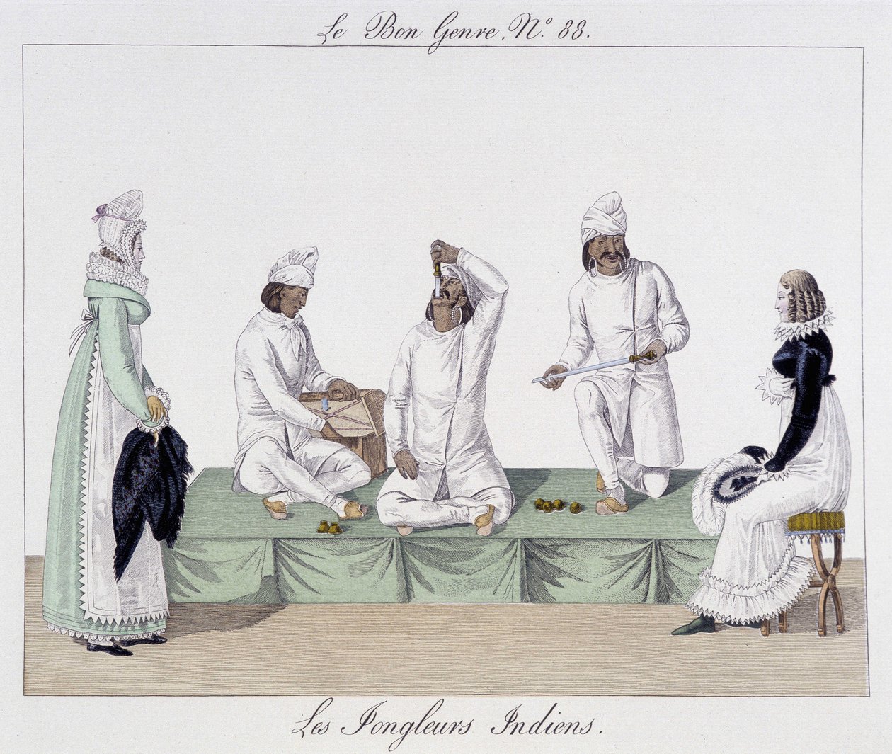 Saltimbanks: Hint hokkabazları, bıçak yutma - “” The Good Kind” de, deb. 19. yüzyıl by Unknown artist