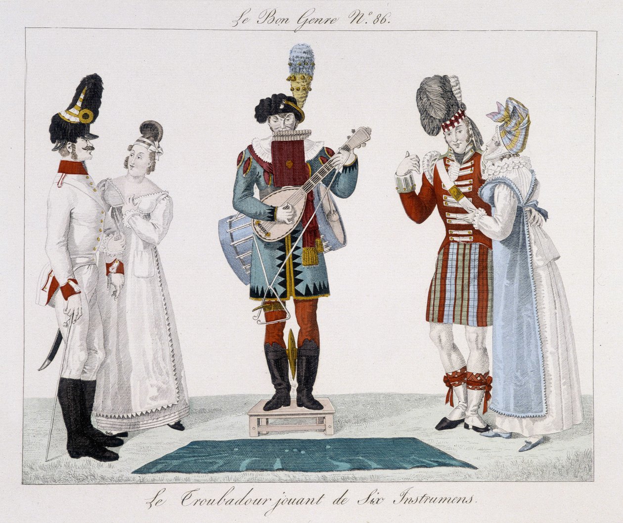 Saltimbanks: Altı enstrüman çalan ozan - "" Le bon türü"nde, deb. 19. yüzyıl by Unknown artist