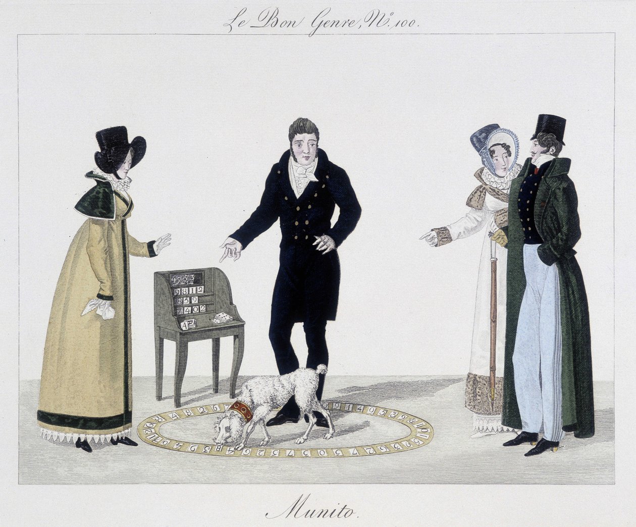Saltimbanque: Munito, bilim adamı köpek - “” İyi tür””de, deb. 19. yüzyıl by Unknown artist