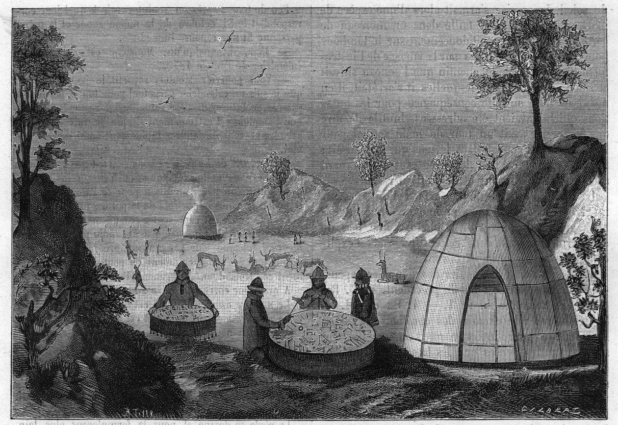 Sihirli bir davul aracılığıyla geleceği tahmin eden Sami büyücüsü. 1885
