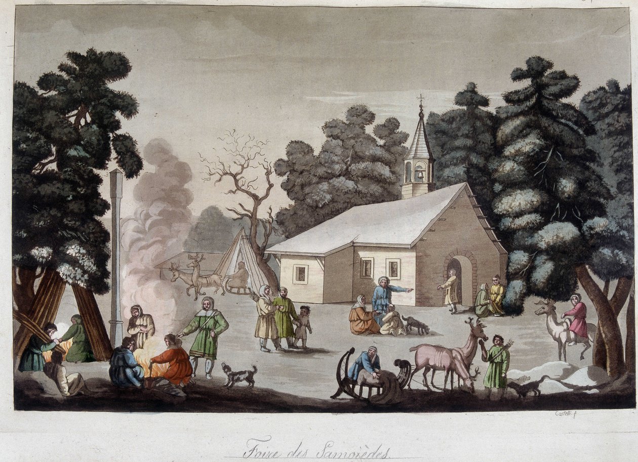 Sibirya'daki Samoid Fuarı. “” Eski ve modern kostüm” de by Unknown artist