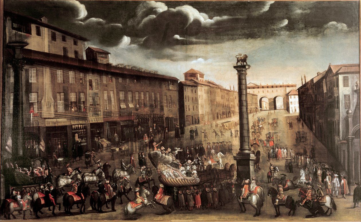 Karnaval sırasında San Babila Meydanı, Milano (resim, 17. yüzyılın sonları) by Unknown artist