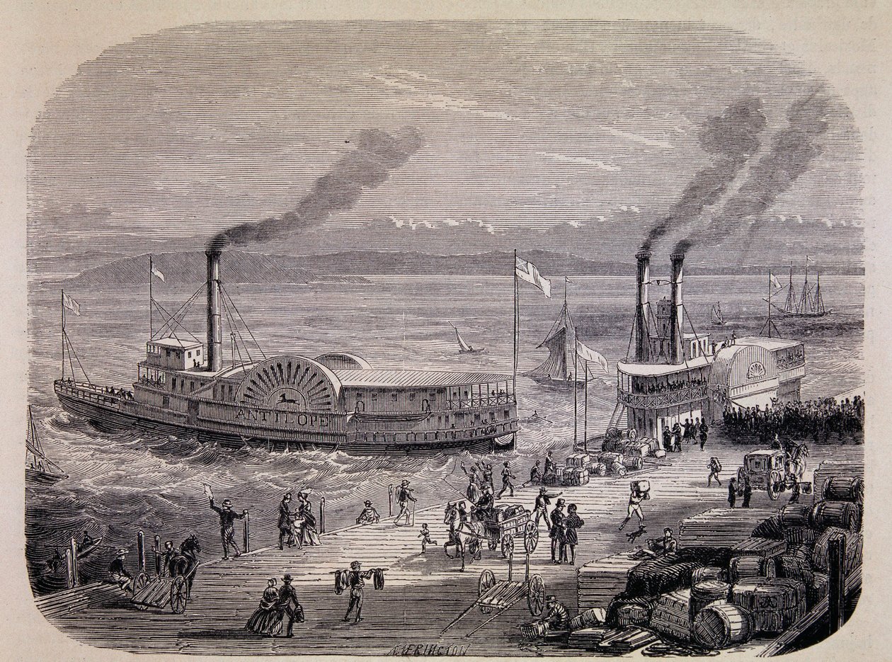 San Francisco Rıhtımları ve Kürekli Tekerlekli Tekneler (California) - “Tour du Monde”da by Unknown artist