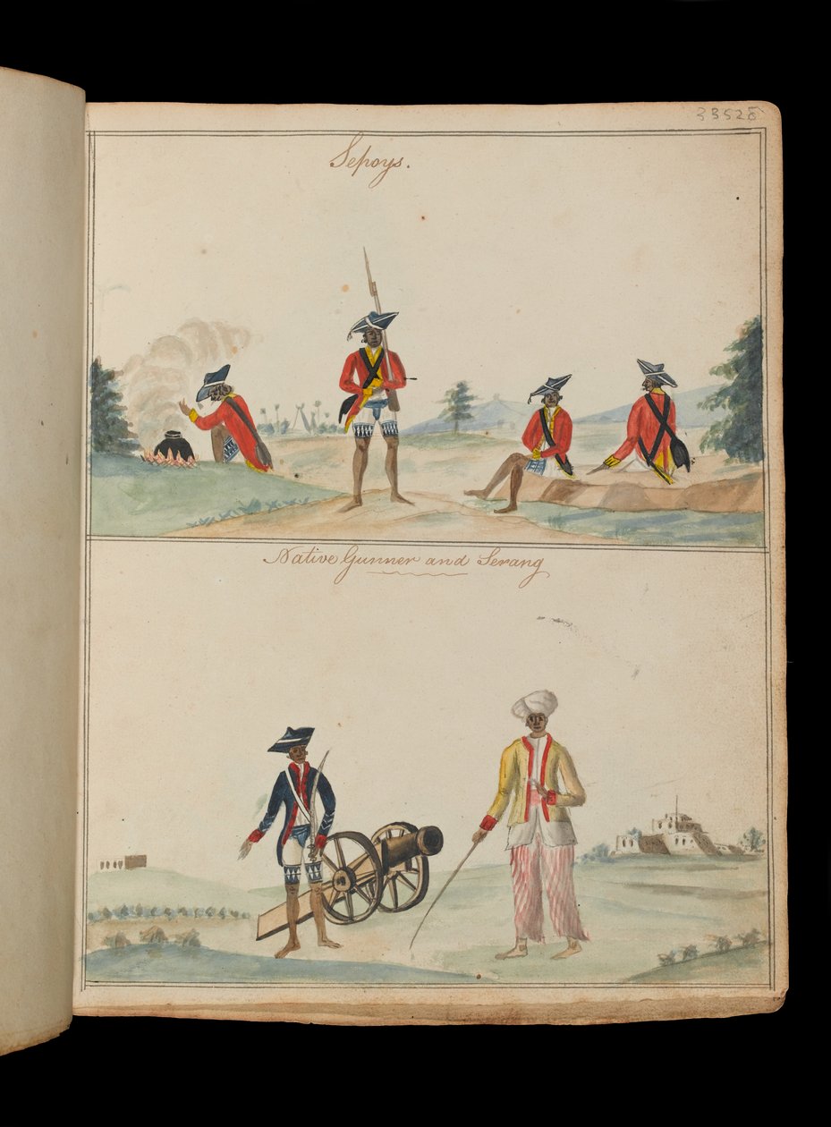 Sepoys, yerli bir topçu ve bir serang (kayık teknesi) by Unknown artist