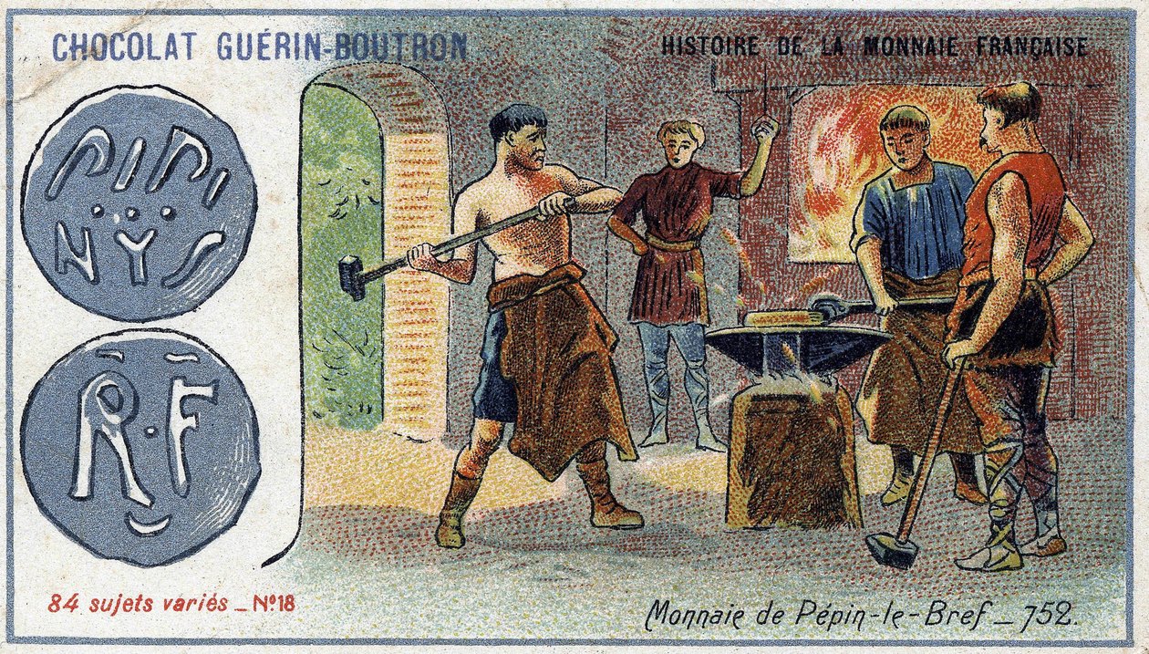Chocolat Guérin Boutron tarafından yayınlanan Fransız Para Biriminin Seri Tarihi. 19. yüzyıl kromolitografisi. 752