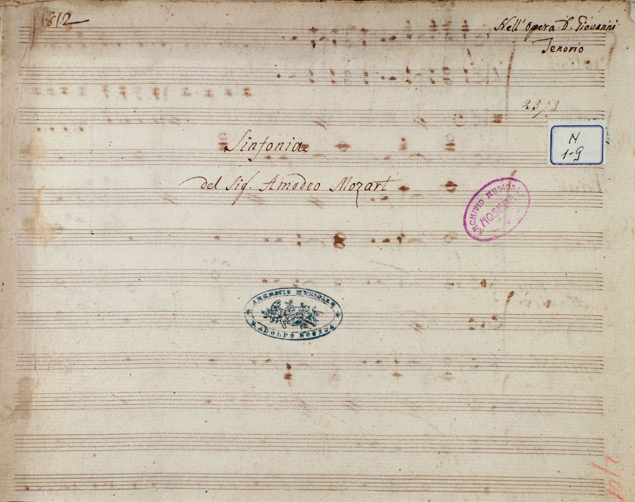 Don Giovanni senfonisinin nota sayfası, Mozart'ın operası (1812) by Unknown artist