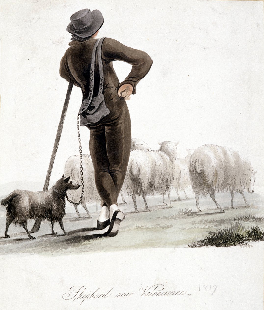 Valenciennes - suluboya yakınındaki çoban by Unknown artist
