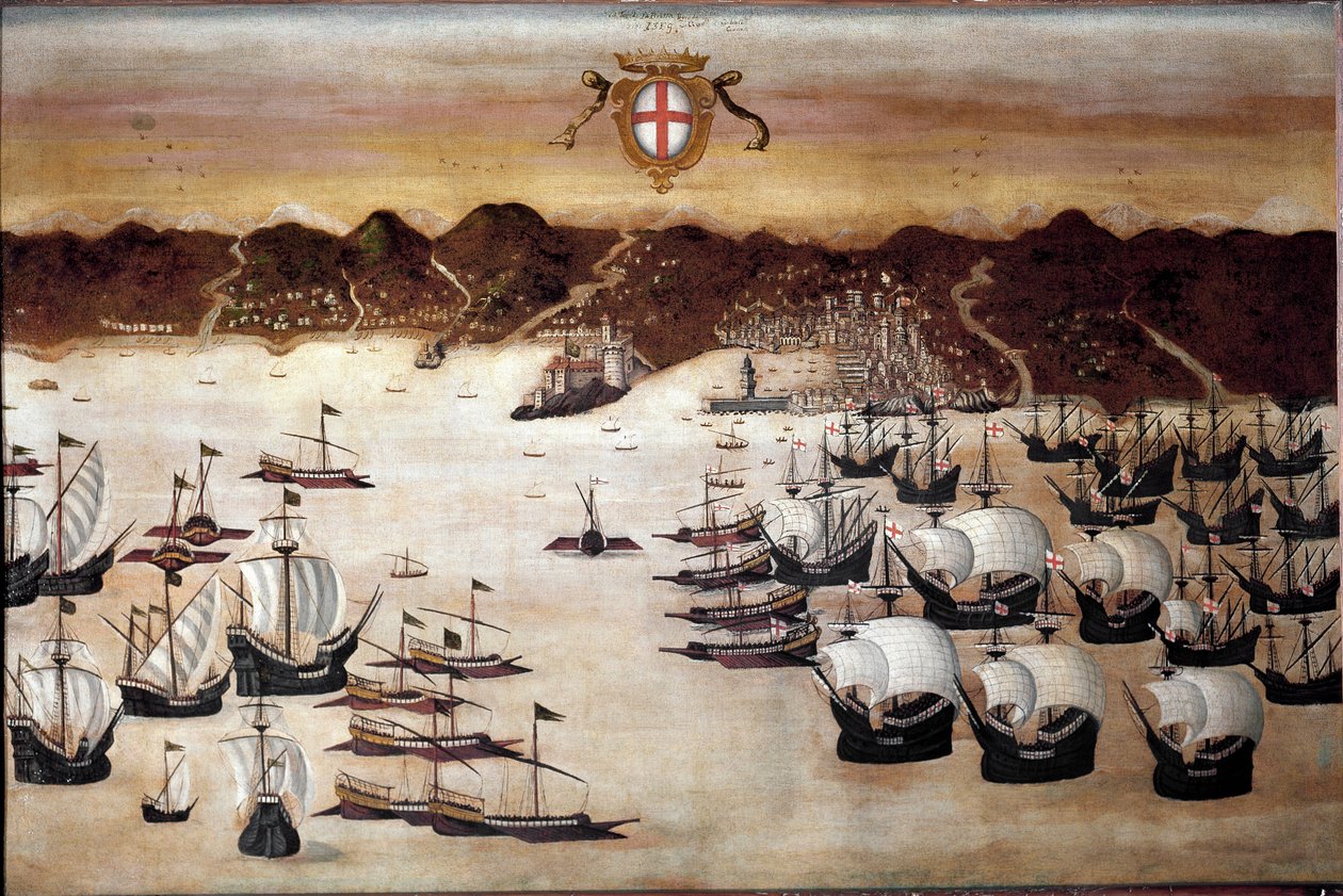 Genes limanındaki gemiler (16. yüzyıl tablosu) by Unknown artist