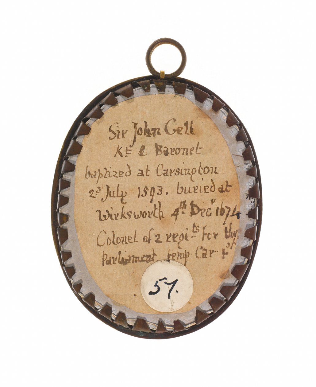 Sir John Gell 1650 dolaylarında (metal üzerine minyatür) by Unknown artist