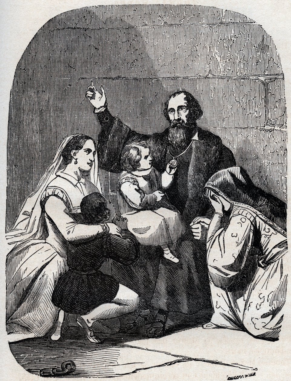 Sir Thomas More (Morus) (1478-1535) ve kızı Margaret ve hapishanedeki çocuklar by Unknown artist