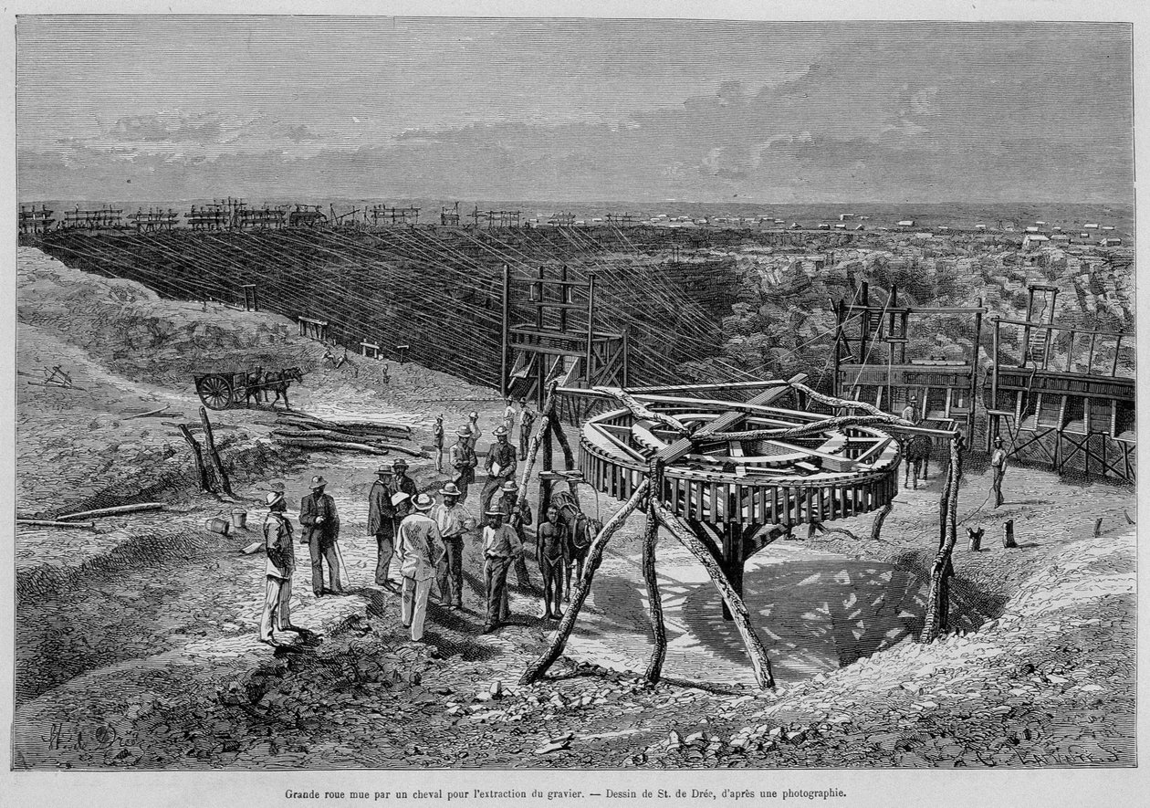 Güney Afrika Elmas Madenleri: atlı çakıl değirmeni - “Tour du Monde”da, 2. hafta 1878. by Unknown artist