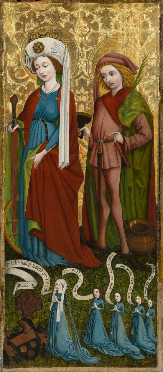 Anna von Freiberg ve Kızları ile St. Catherine ve St. Vitus, yaklaşık 1450 (panelde tempera ve yağ) by Unknown artist