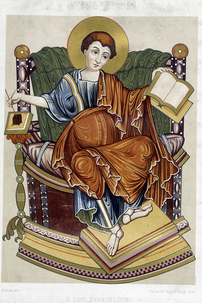 Aziz Luke Evangelist - kromo. 8. yüzyıla ait bir belgeden 19. yüzyıl by Unknown artist