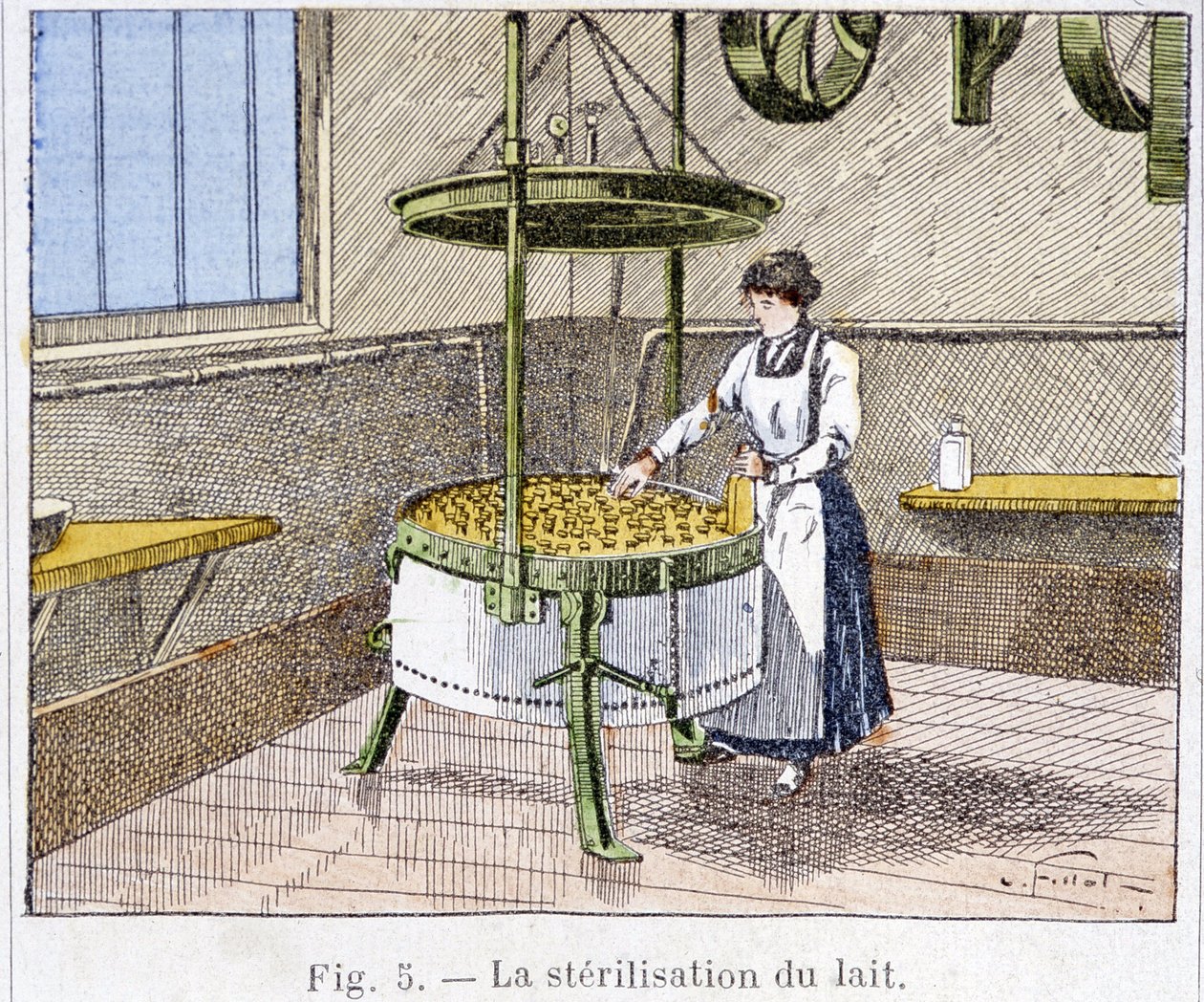 Sütün sterilizasyonu - gravür, 19. yüzyılın sonlarında by Unknown artist