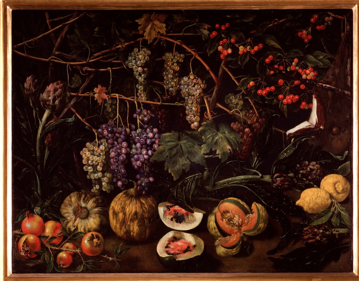 Üzüm ve kabak ile natürmort (resim by Unknown artist
