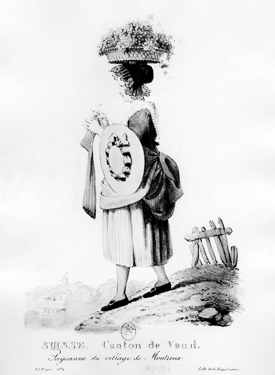 Vaud kantonundaki Montrö köyünden İsviçreli köylü - litografi by Unknown artist