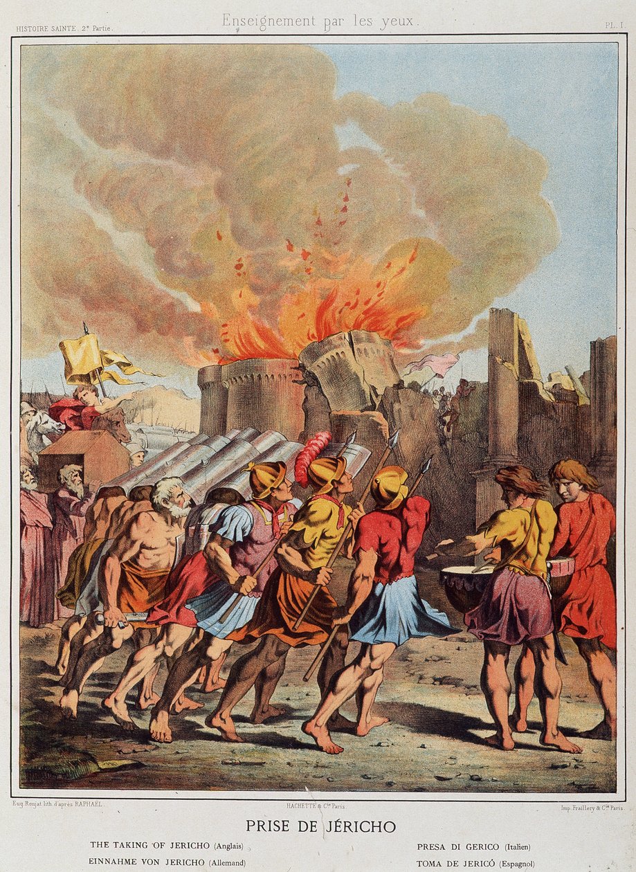 Alınan Jericho (düşen duvarlar) “Kutsal Tarih”, ed. Hachette. by Unknown artist