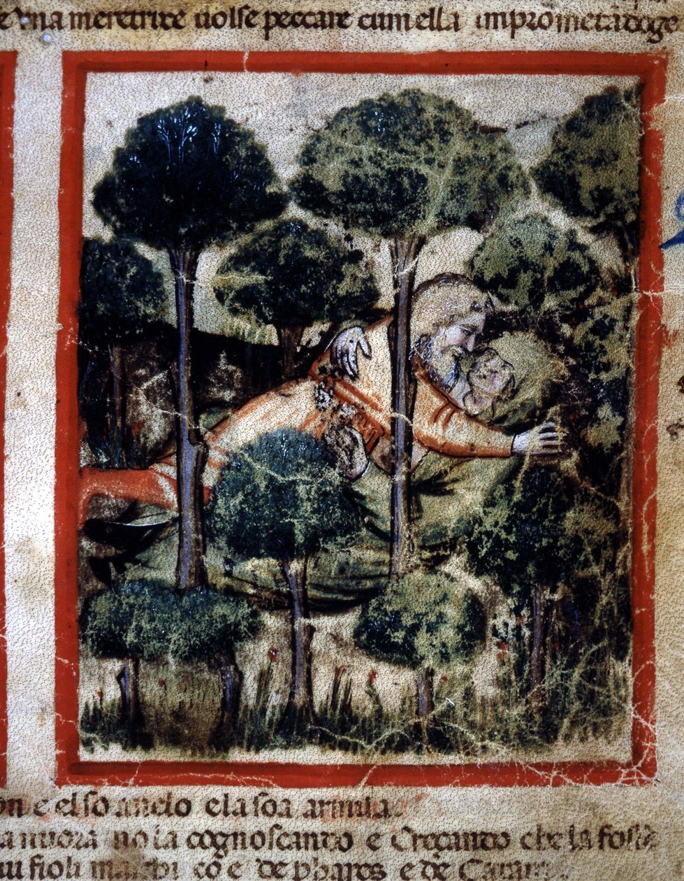 Thamar (Tamar) Amnon (Ammon) tarafından ele geçirilmiştir” kodeks 212'den (veya padovano kodeks veya Padova İncili) alınan minyatür 1390-1400 Rovigo, Accademia dei Concordi by Unknown artist