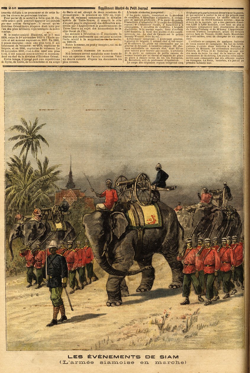 Siam Armee (Tayland). “” Le petit Journal” da gravür 29/07/1893. Selva