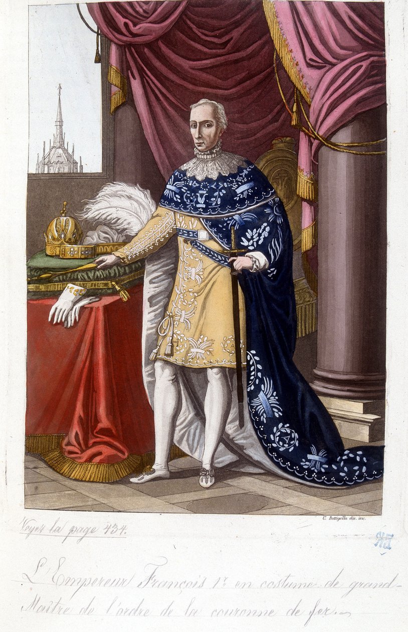 Avusturya İmparatoru 1. François (1768-1835), Demir Taç Nişanı'nın Büyük Üstadı kostümü içinde. by Unknown artist