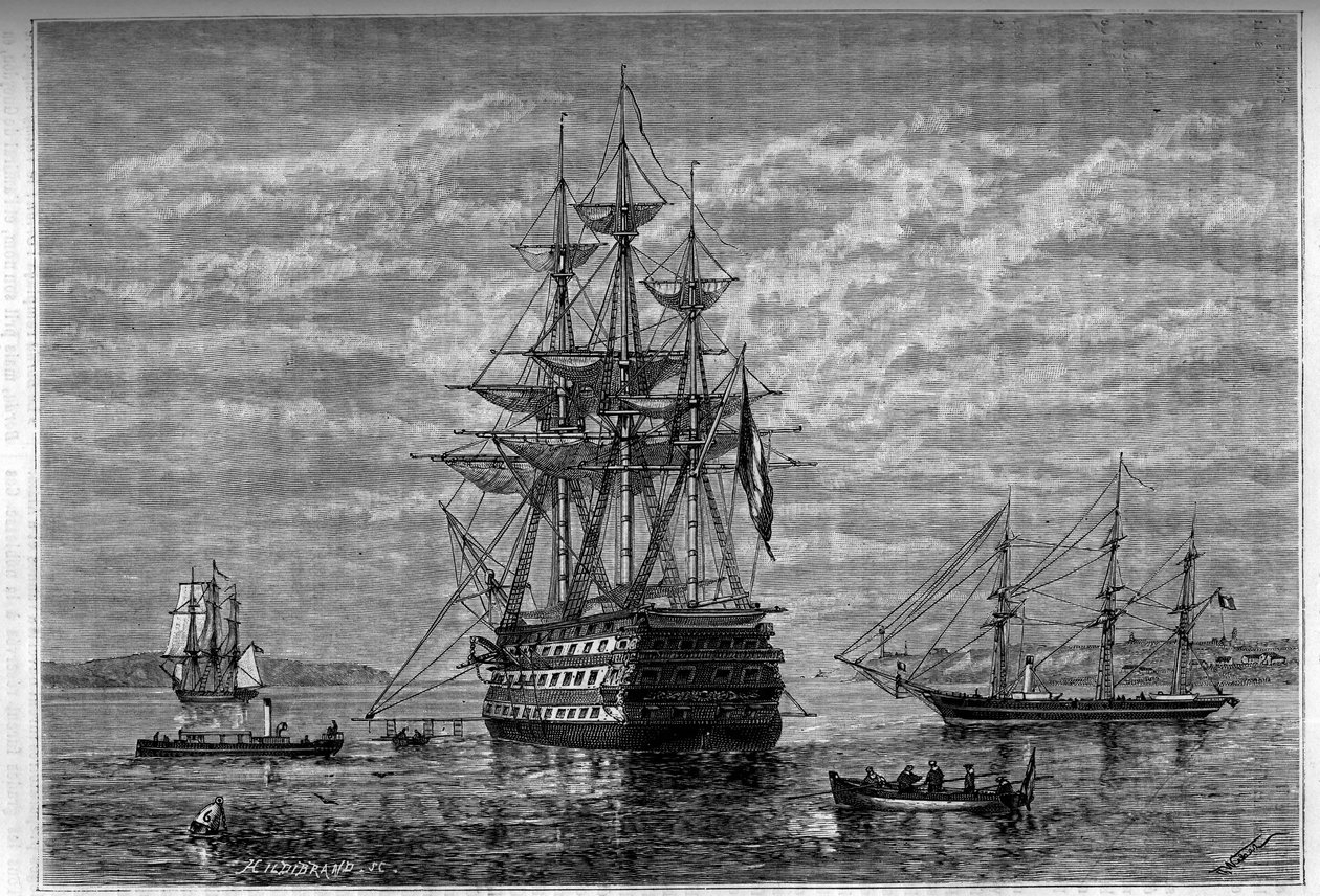 “Borda” ve ekleri “Janus” ve “Bougainville”. “Le dergi de la jeunesse” üzerine gravür by Unknown artist