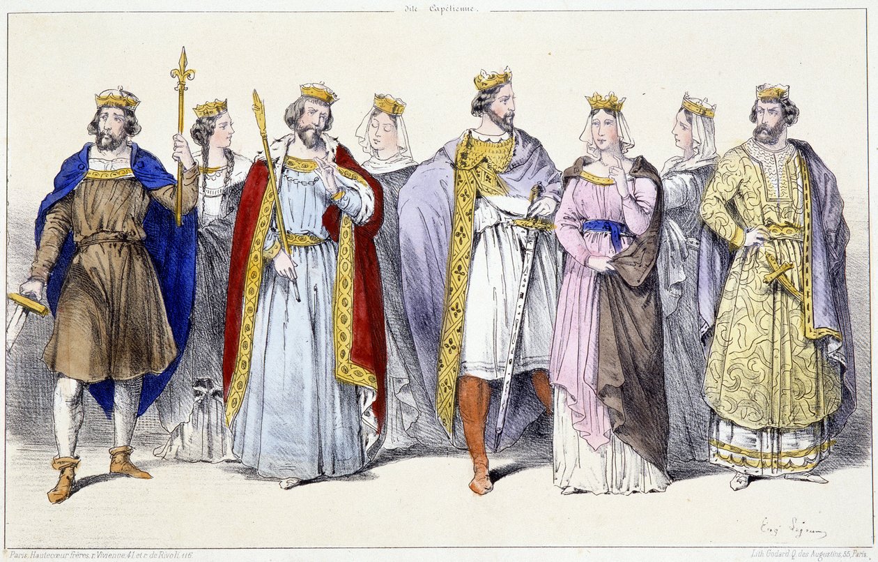 Karolenjliler: Hugues Capet, Adelaide, Robert, Constance, Henry I, Anne of Russia, Berthe, Philippe I - ““Kings and Queens of France in print”, Paris, ed. Süratli by Unknown artist