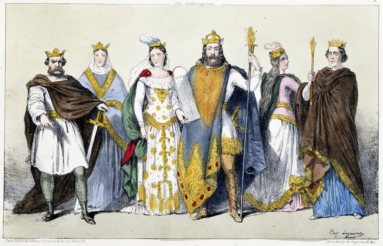 Karolenjliler: Pepin the Brief (715-768) ve Bertrade of Laon (Berthe aux grand pieds) (720-783), Charles I dit Charlemagne (742-814) ve Hildegarde of Vintzgau (758-783), Louis I dit Pieux veya Debonnaire (778-840) ve Hesbaye