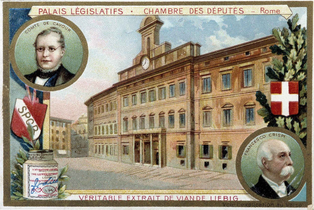 Kont Camillo Benso de Cavour (1810-1861) ve Francesco Crispi (1819-1901) portreleriyle Roma