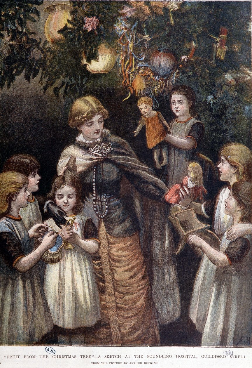 Yoksul çocukların Noel ağacı, Londra, 19. yüzyılın sonlarında by Unknown artist